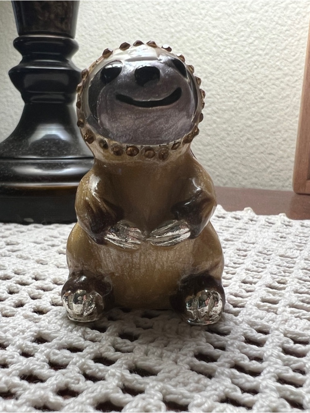 Smiling Enamel Sloth Trinket Holder